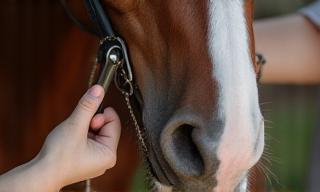 Healthy horse being cared for.