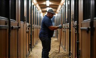 Stable hand working.